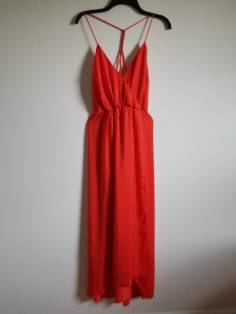 Lush Orange Spaghetti-Strap Maxi Dress with Strappy Back